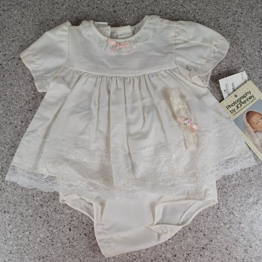 Vintage White Baby Dress 3 Piece Set JcPenney 6-9 Months